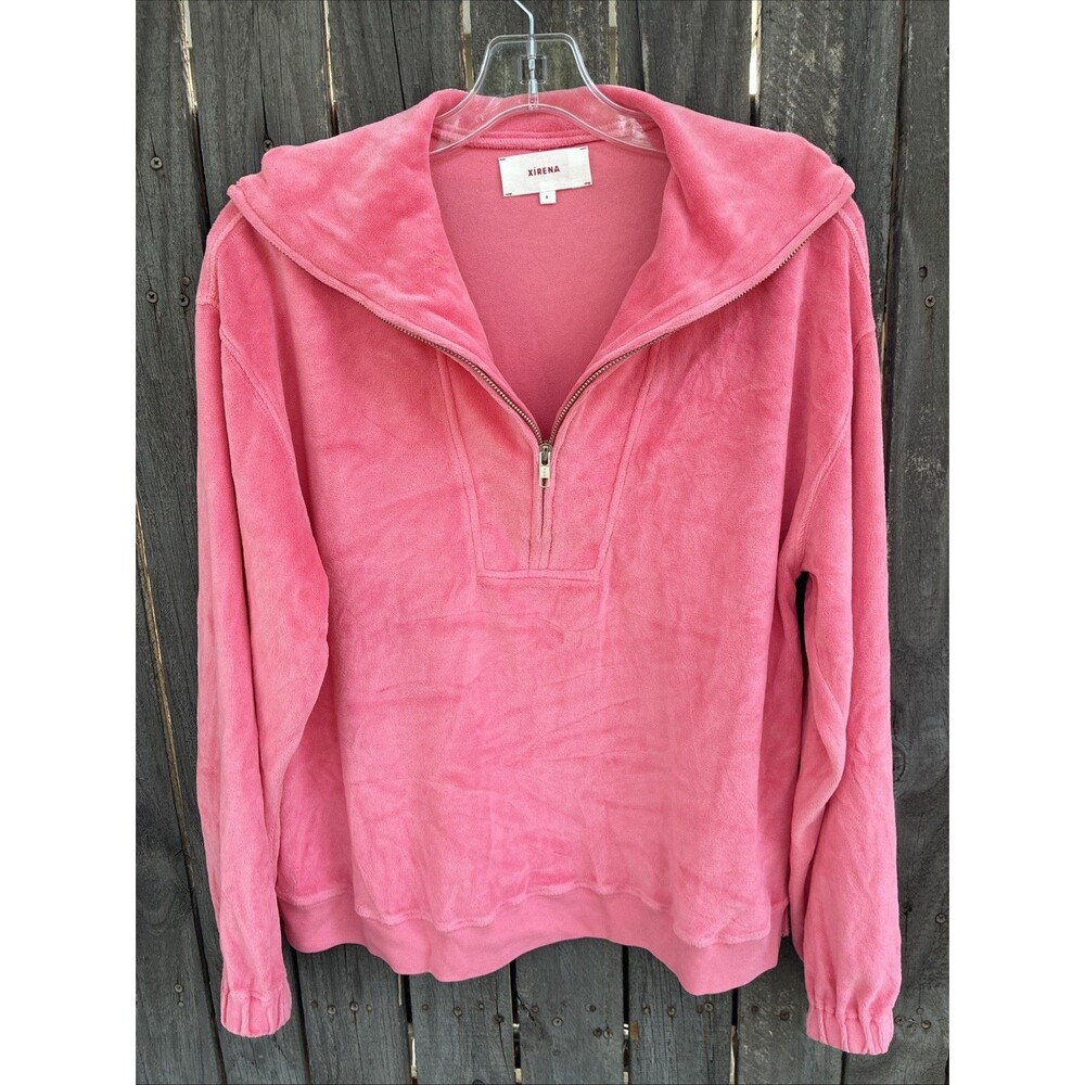 Xirena Women’s Half Zip Terry Cloth Pink Pullover Sweatshirt Size S